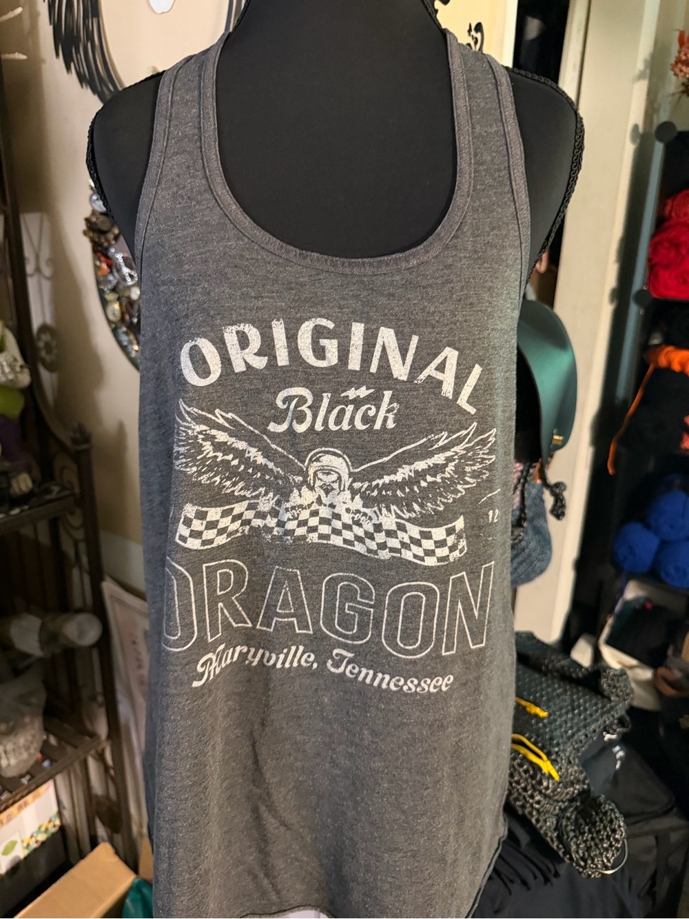 Bella Canvas Heather Charcoal Gray Tank Top with Label Detail
